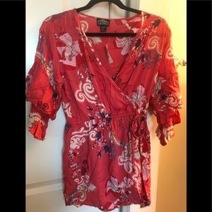 Red floral romper - NWT